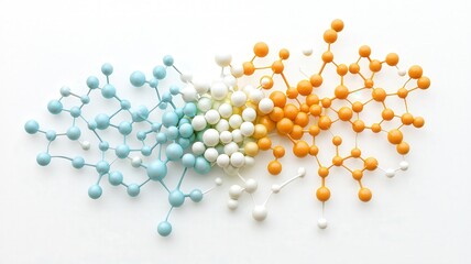 Chemical and substance synthetic concept. Molecular visualization of synthetic chemical reactions.