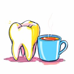 Yellow Tooth with a Hot Tea Mug