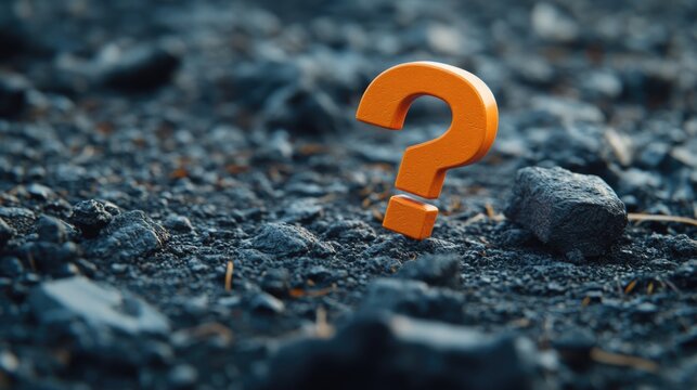 Mysterious yellow question mark on ground, suggesting intrigue and investigation.