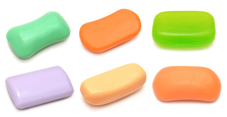 Collection of soap isolated on white background