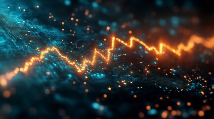 Fototapeta premium Colorful glowing wave of light that appears light lines and charts