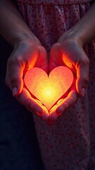 Illuminating heart in hands symbolizing love and appreciation for international women's day march 8 and mother's day celebration