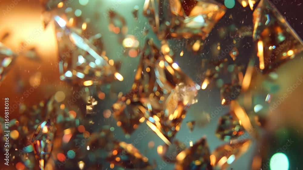 Poster sparkling gems created from a burst of light in an abstract composition showcasing vibrant colors