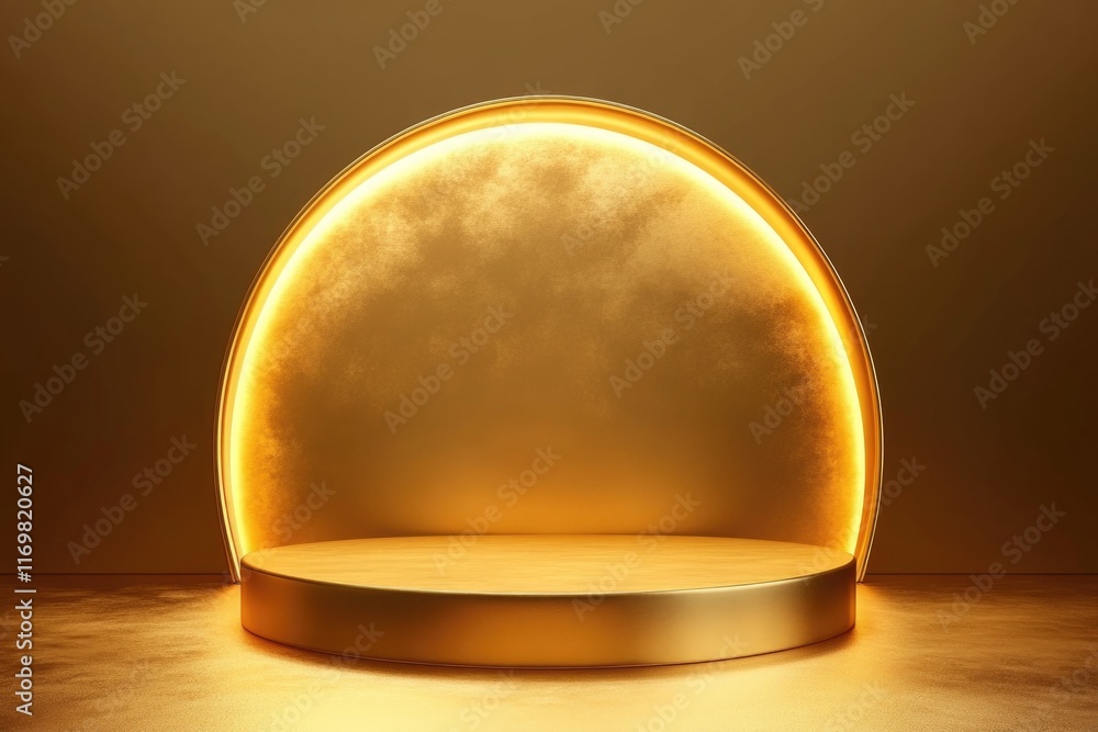 Poster gold stage with a spotlight shining on it. the stage is empty and the spotlight is focused on it, cr