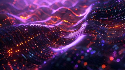 The Glowing Neon DNA Double Helix is an abstract biopunk digital artwork