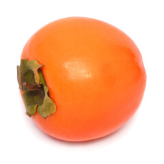 One persimmon macro isolated on white background