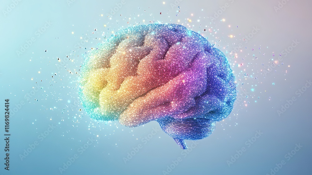 Poster creative brain visualization digital art abstract environment innovative concept colorful spectrum