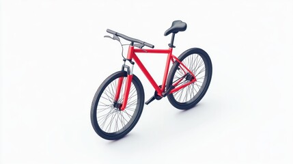 Fototapeta premium Red mountain bike isolated on white background.
