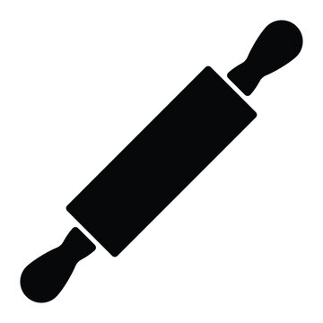 recommend clip art: Rolling pin vector icon. Baking tool symbol for kitchen, cooking, and pastry design. Black silhouette isolated on white background.