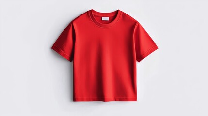 Minimal red T-shirt, back view on a white background, isolated and ready for custom mockup design