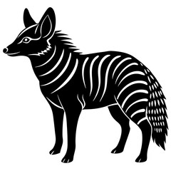 Minimal Aardwolf Silhouette on White