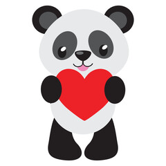 Cute  Valentine panda bear vector cartoon illustration