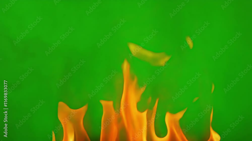 Poster the flames pulsate rhythmically creating an inviting ambiance. green screen chromakey.