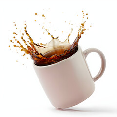 white cup with cola spashing out