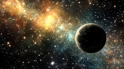 Exoplanet in vibrant nebula.