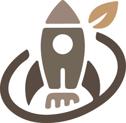 Modern abstract rocket technology anagram symbol logo icon design as a silhouette depiction of a growing large company mascot emblem