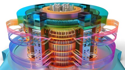 Fototapeta premium This futuristic quantum computing circuit is visually represented, showcasing modern technology created through advanced generative techniques