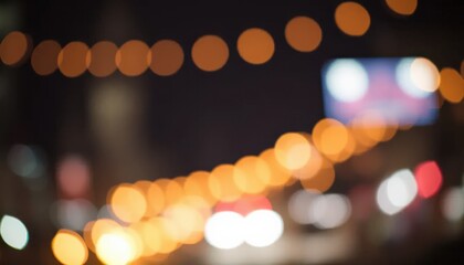 Fototapeta premium Abstract Bokeh Lights of Warm Orange Hues at Night