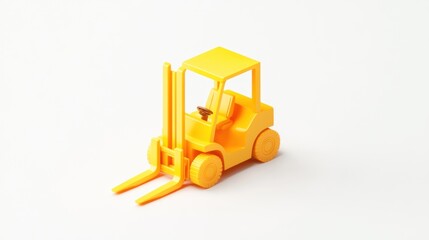 Naklejka premium Yellow toy forklift on white background.