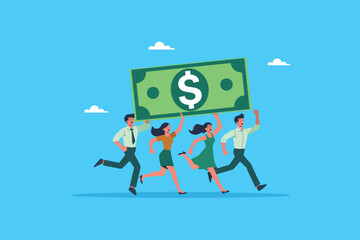 People handle dollar banknotes, symbolizing capital, income, wages, and purchasing power, reflecting concepts of banking, investment, taxation, economic growth, and inflation