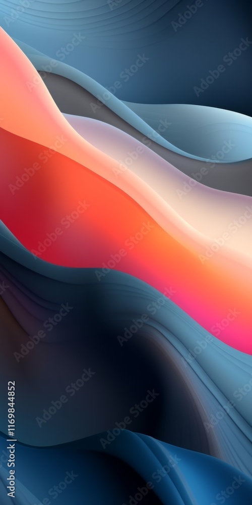 Poster abstract flowing wave design with cool and warm color gradients. perfect for backgrounds and modern 