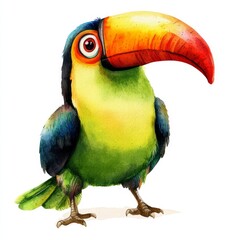 Fototapeta premium Colorful Tropical Toucan Bird Illustration in Vibrant Watercolor Style