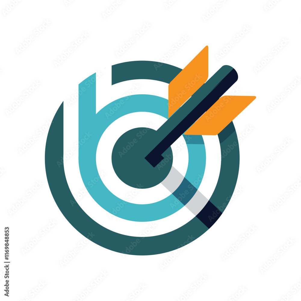 Poster the image shows a flat logo design that depicts an initial letter lowercase b in round target mark s