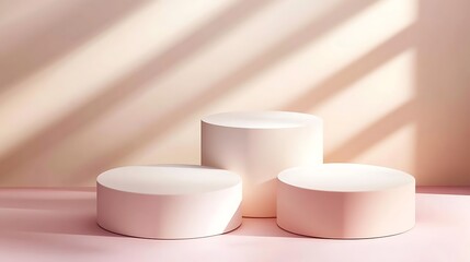 Three Cylindrical Platforms Illuminated By Soft Light