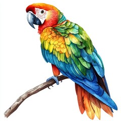 Obraz premium Vibrant Parrot on a Branch with Colorful Feathers