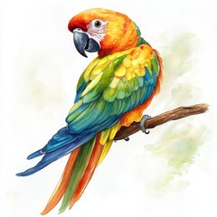 Fototapeta premium Colorful Parrot in Vibrant Feathers Perched on a Branch