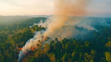 Dense Forest Fire with Dramatic Smoke Effect