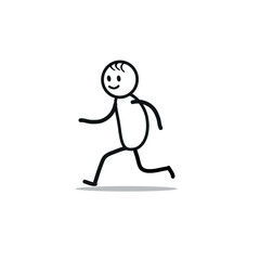 happy man running, sketch, pictogram of a human figure, flat vector illustration, healthy lifestyle