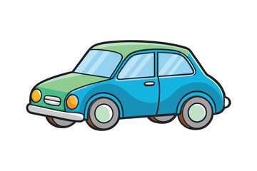 Stylized cartoon car artwork with bright colors and simple detailing, ideal for graphic design, posters, and fun automotive concepts
