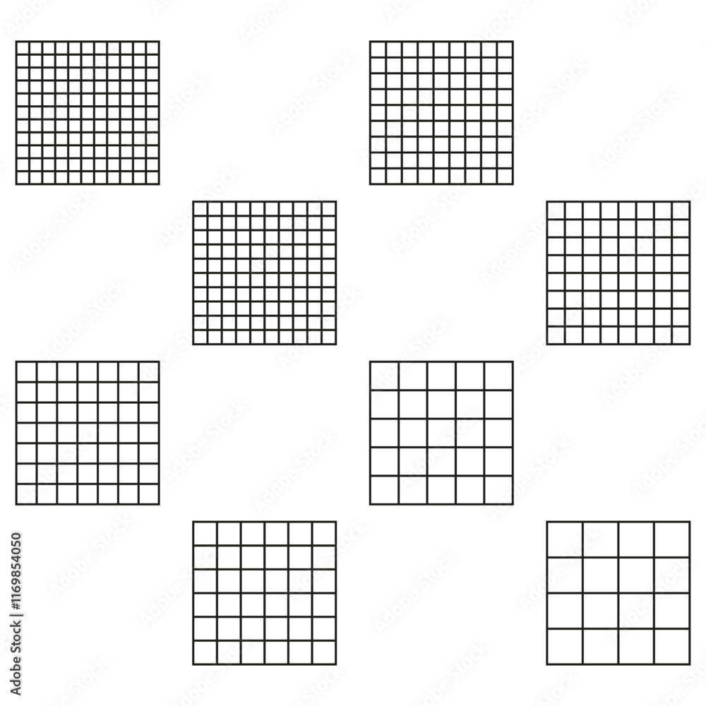 Poster black grid pattern. simple geometric shapes. minimalistic square elements. vector illustration.