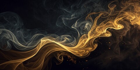 Smoke with red flashes on an empty dark background. Space for copy. Abstract background.