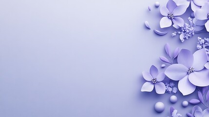 Lavender Flowers and Spheres on a Pale Purple Background