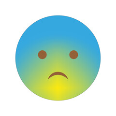 Sad emoji icon. Gradient face expression. Blue yellow tone. Vector symbol illustration.