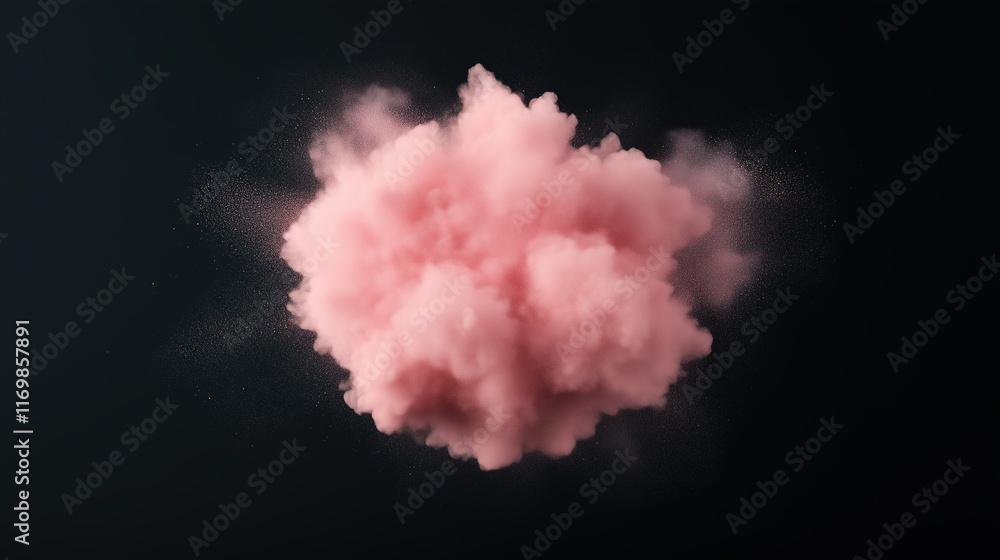 Poster pink color powder explosion on black background in cg animation for creative design and visual effec