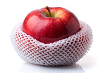 Protected Red Apple in Foam Netting for Safe Transport - Stock Photo