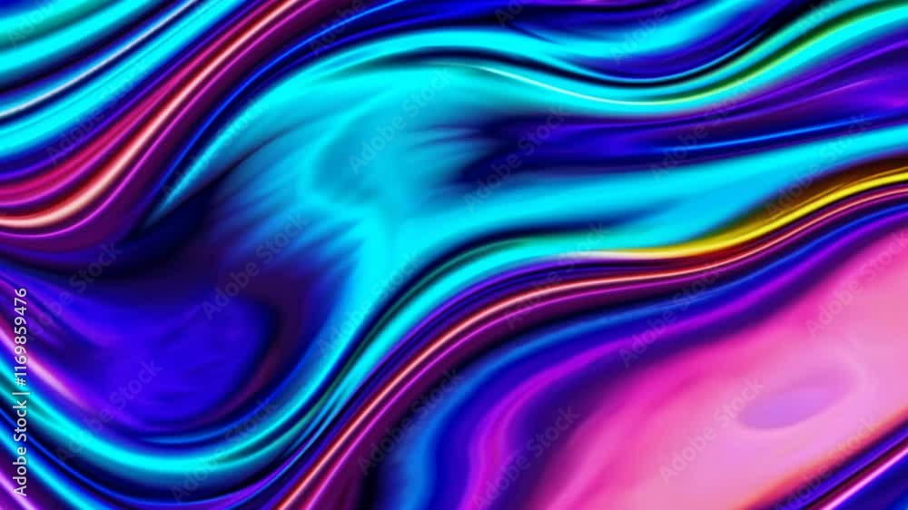 Poster vibrant abstract waves with multicolored gradients, digital art. creative design and modern art conc
