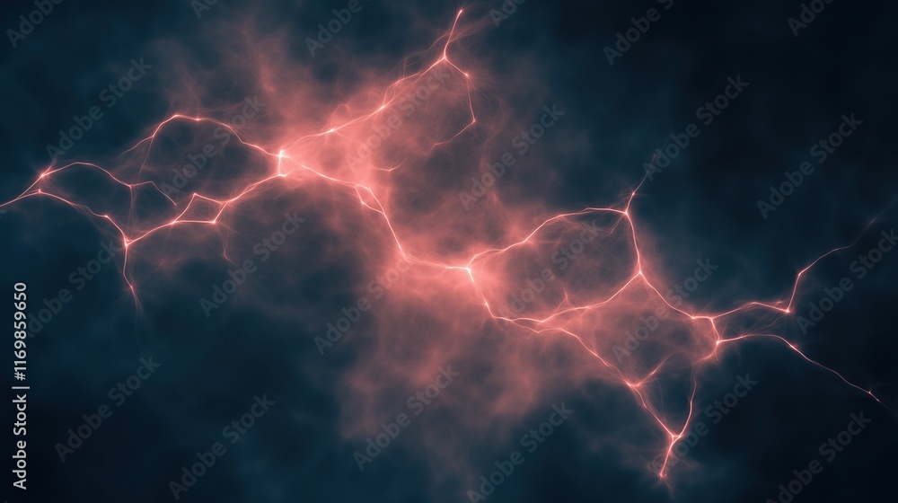 Poster abstract digital artwork of interconnected network nodes and lines on dark background for futuristic