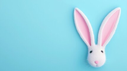 Obraz premium Easter Bunny on Blue Background with Copy Space Featuring Flat Lay Style for Spring and Holiday Imagery
