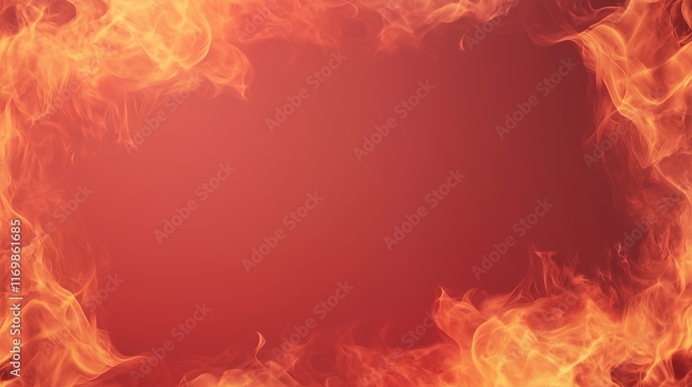 Aufkleber fiery frame of flames creating a bright red hot border, dynamic and intense background for creative 