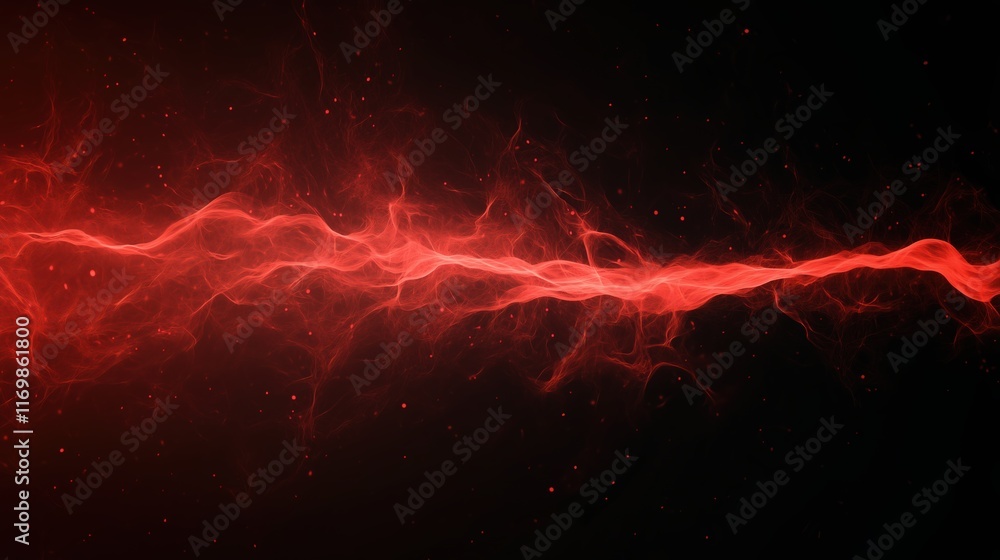 Poster dynamic red fire sparks and particles abstract ai generated art with energy flow showcasing vibrant 