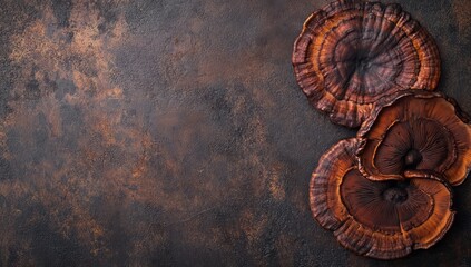 Ganoderma lucidum, the Reishi mushroom, serves as the background for this banner with ample space for text.