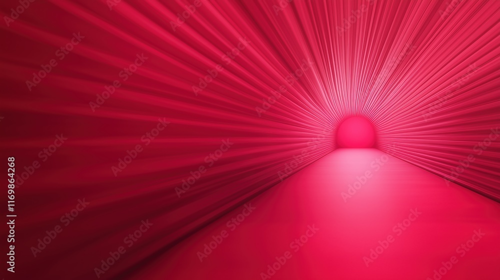 Poster endless futuristic tunnel in vibrant red hues featuring abstract geometric patterns and dynamic ligh