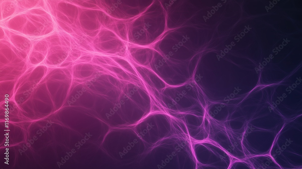 Poster glowing neon neural network illustration in abstract cosmic setting showcasing futuristic design and