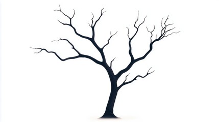 Fototapeta premium Leafless Old Spooky Tree on White Background Exhibiting a Haunting Silhouette Perfect for Halloween Themes