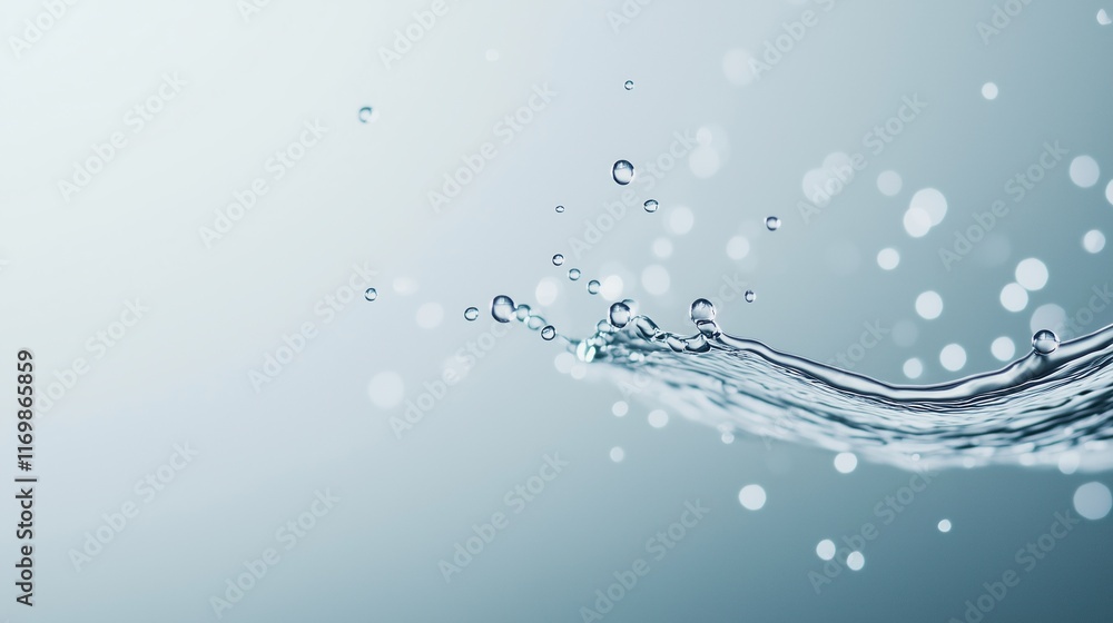 Poster abstract silver and mercury liquid in motion with bokeh effects creating a luxurious and modern feel