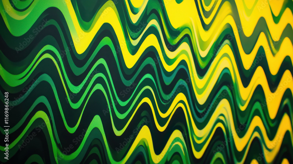 Aufkleber energetic dynamic patterns with zigzag lines and vibrant colors in green and yellow
